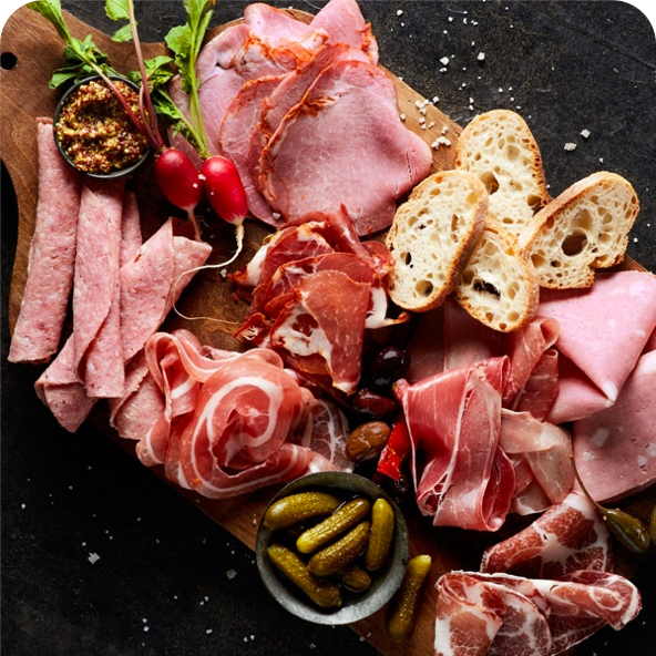 charcuterie board on black background