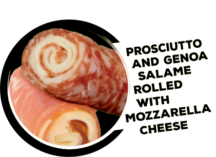 prosciutto and genoa salame rolled with mozzarella cheese