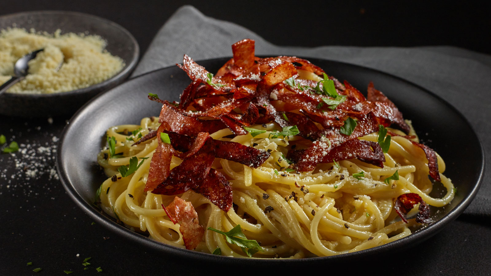 Italian Dry Salami Pasta Carbonara