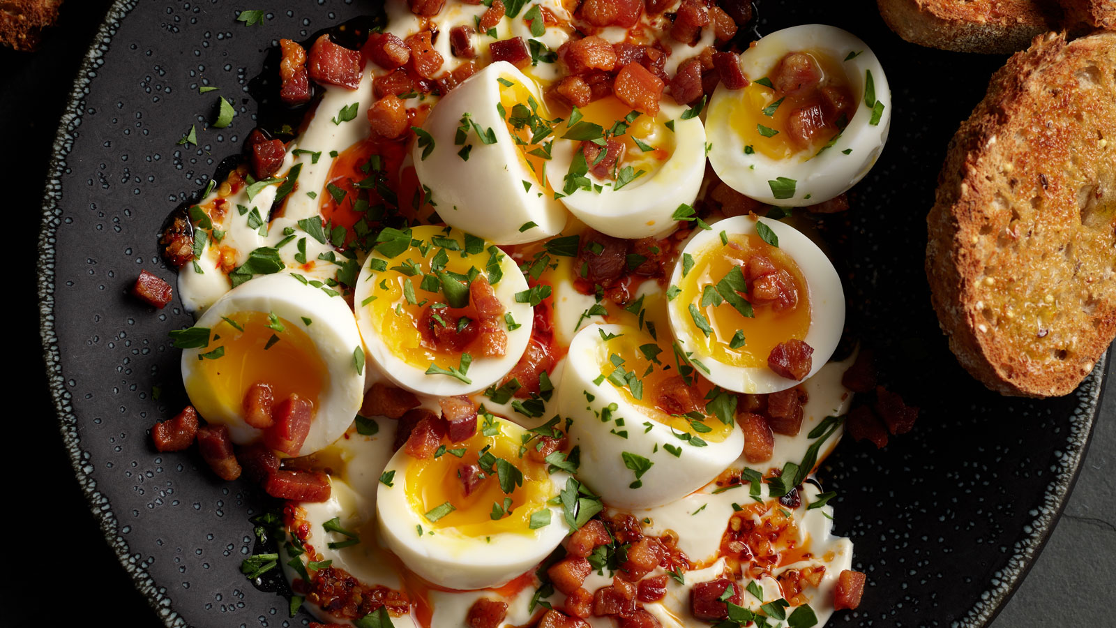 Pancetta with Whipped Ricotta and Eggs