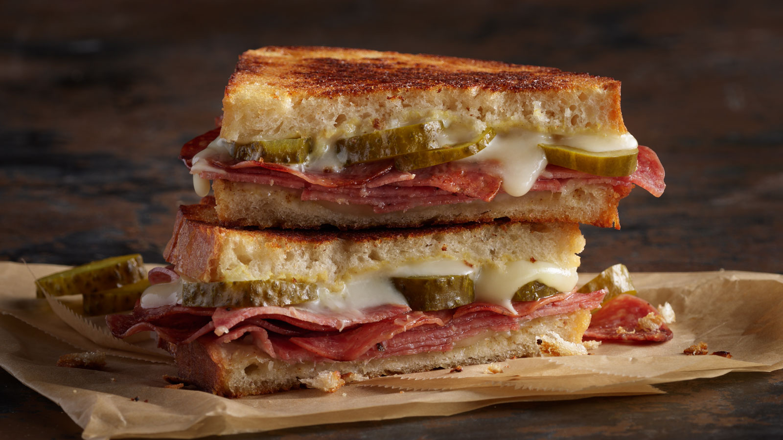 Salami & Pickle Grilled Cheese