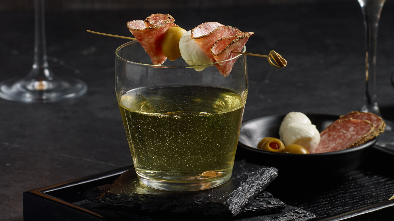 White Wine with Charcuterie Skewer