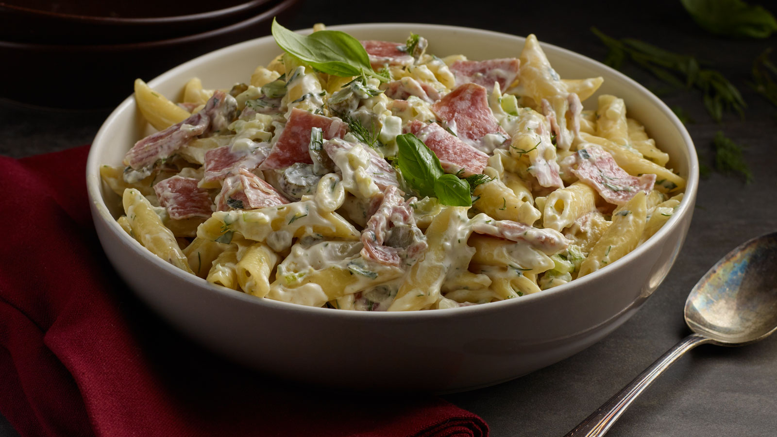 Creamy Pasta Salad with Finocchiona Salame