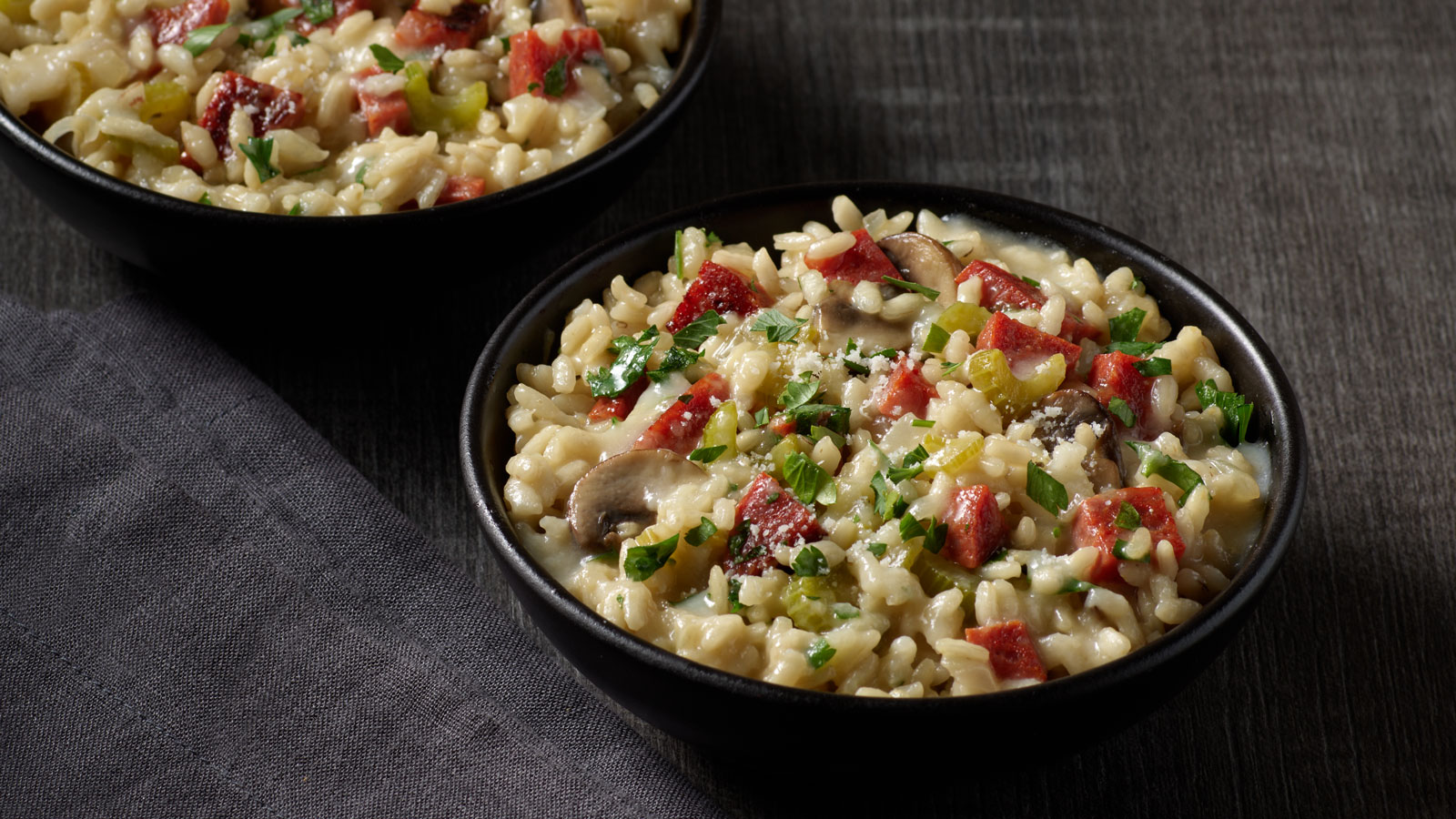 Risotto with Calabrese Salami and Mushrooms