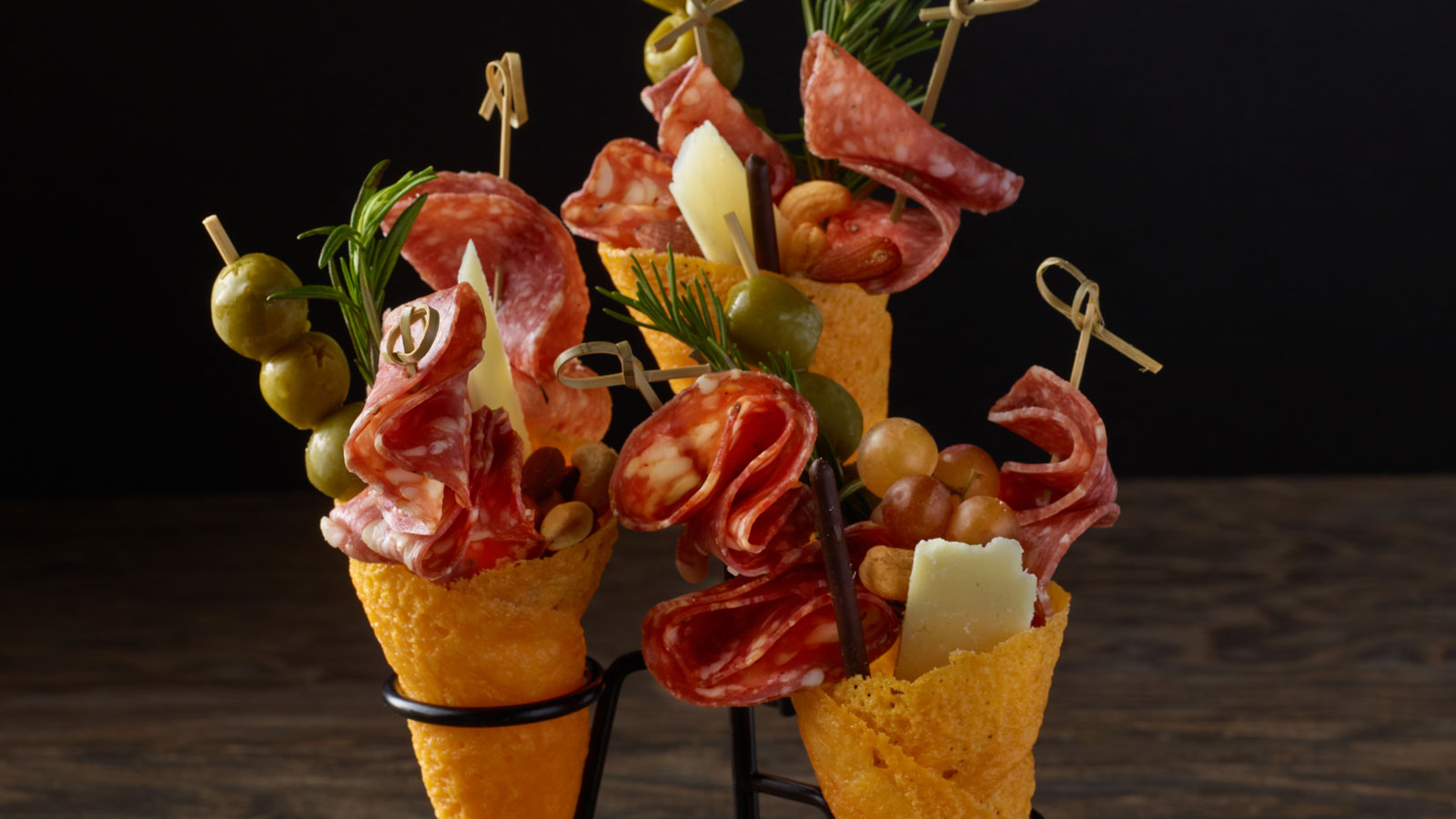 Cheddar Charcuterie Cones